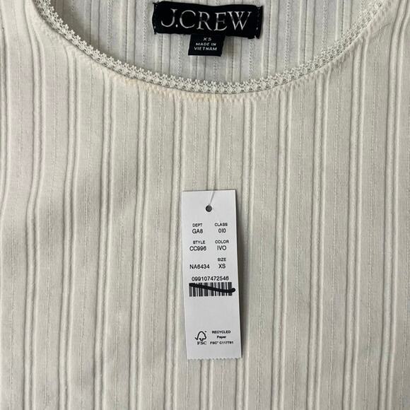 J.Crew Ivory Ribbed Long Sleeve Top XS NWT – Scoop Neck Knit Tee - Picture 5 of 6